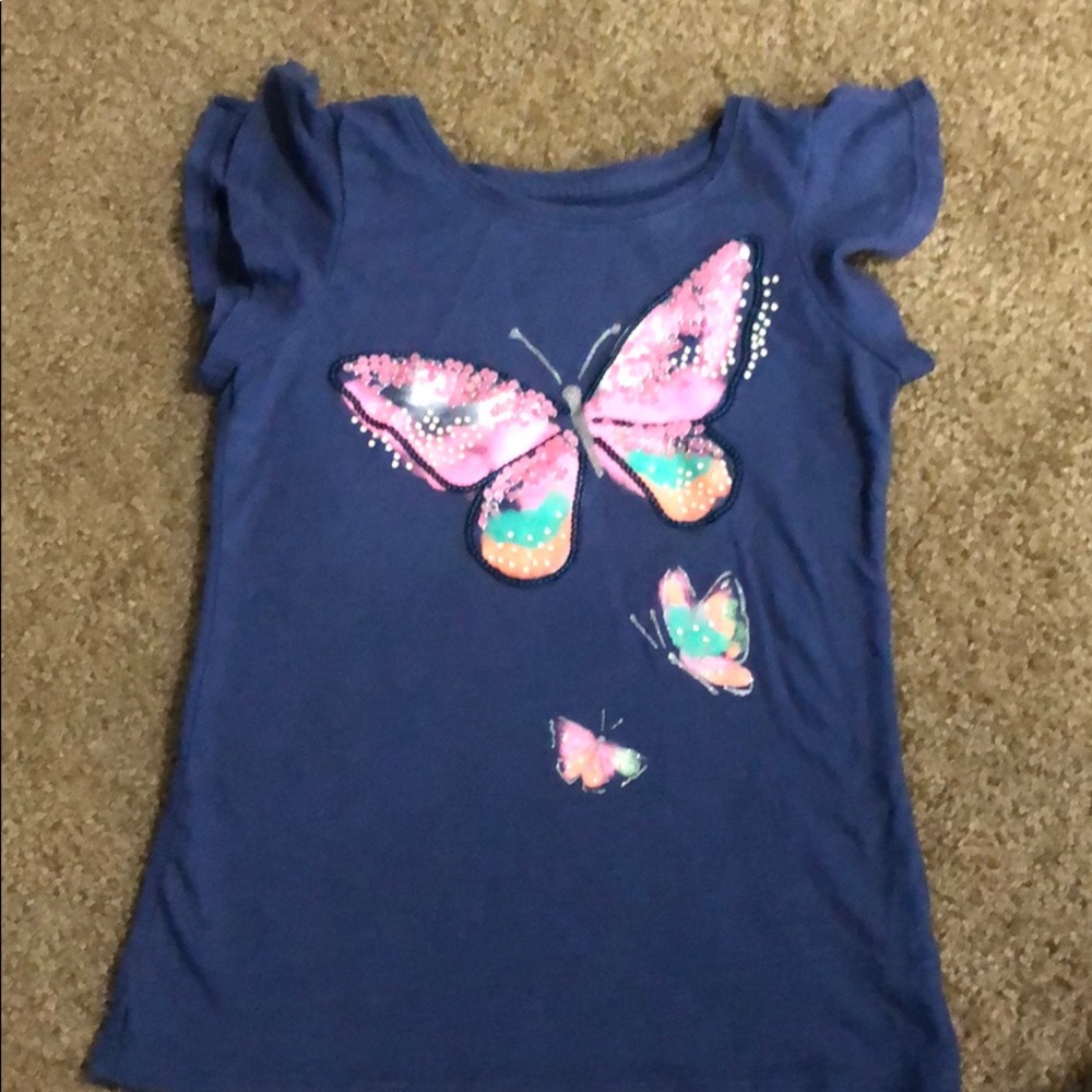 3/$25 Girls short sleeve shirt, navy blue, 6x